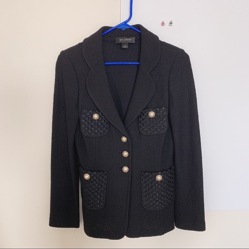 St John black blazer jacket size 2